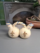 Ancien ,huilier-vinaigrier en céramique,décor des symboles de François 1er.