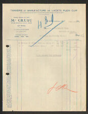 LE MANS (72) TANNERIE & USINE de LACETS en CUIR "M. GRUAU" en 1932