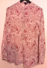 * H&M * TUNIQUE CREPON POLYESTER *MOTIFS&FLEURS ROSES&CERISE *T 44*