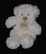 🐻Peluche doudou ours HISTOIRE D'OURS HO1922 blanc yeux durs nez brun 20 cm NEUF