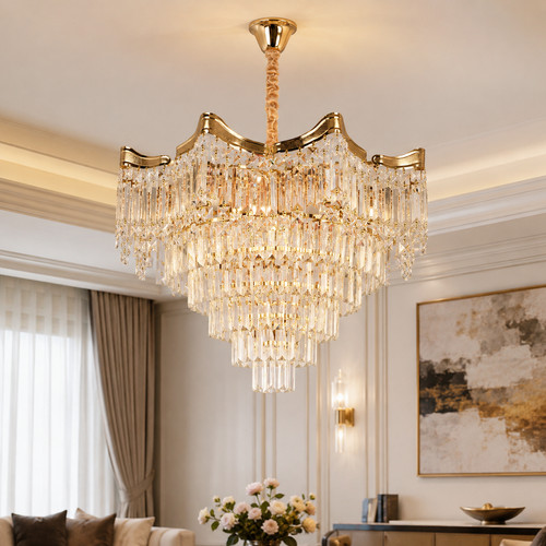 Luxury gold crystal chandelier - gold,