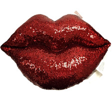 Isaac Mizrahi Rouge Paillettes 3D Lèvres Doux Peluche Coussin Décorative -50.8cm