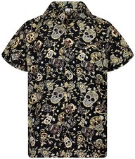 Funky Chemise Hawaïenne Skull Sepia