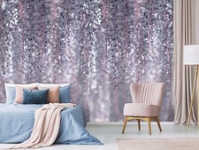 Papier Peint De Chambre Mural Abstrait Fleurs Salon Violet