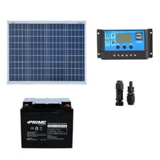 Kit solaire photovoltaïque 50W 12V Régulateur PWM 10A Batterie AGM NV 38Ah