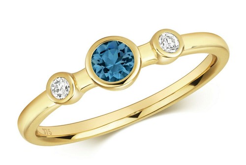 Bague véritable topaze - , bleue
