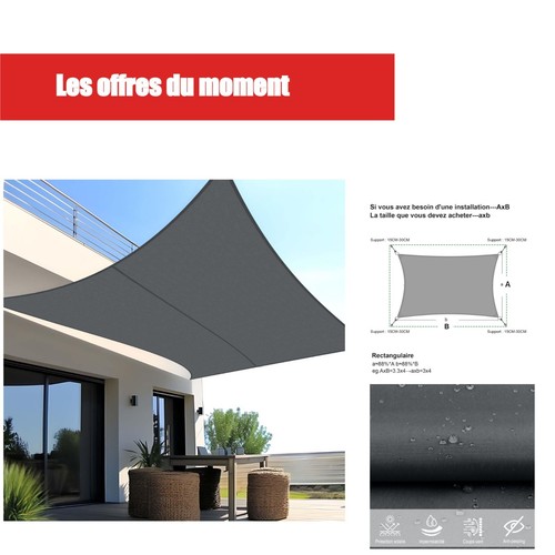 Voile ombrage rectangulaire - d'ombrage,