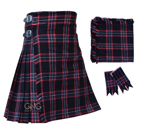 Kilt tartan noir écossais - kilt,