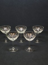 5 Anciennes Coupes A Champagne En Cristal Taillé Palmettes Art Déco 