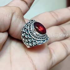 Bague Mozambique pierre précieuse grenat rouge en argent sterling 925 bijoux ...
