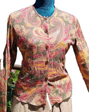 vintage gilet fin multicolore imprimé façon cachemire TBE