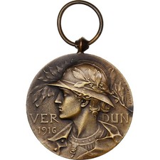 France, Verdun , On ne passe pas, WAR, Médaille, 1916, Très bon état, Bronze