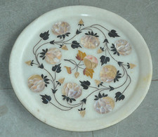 Plaque En Marbre Blanc Vintage