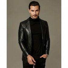 Blazer En Cuir Noir Pour