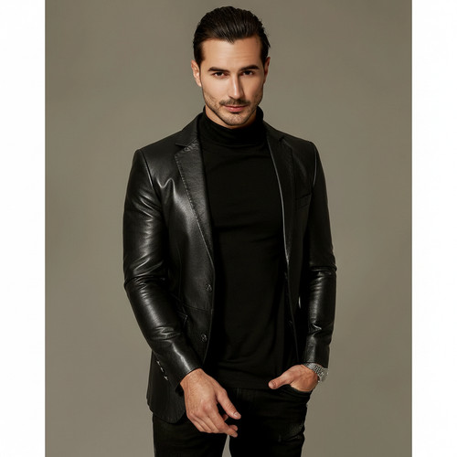 Blazer cuir noir - blazer,