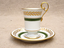 Tasse à café avec sa soucoupe Ribes Limoges porcelaine décor Empire