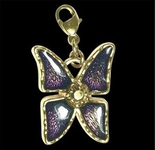 YVES SAINT LAURENT Pendentif / Bijou De Sac À Main Papillon doré et violet