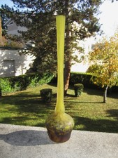 Ancien vase berluze en verre marmoréen signé Lorrain Daum pâte de verre 28 cm.