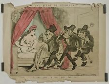 Faustin Une scène de brigands Circa 1870 Estampe en couleur Politique Caricature