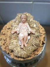 Enfant Jésus Creche Noël Santon Ancien 5 cm Devineau Plastique Paille 
