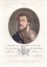 Philippe II Auguste Roi King France Portrait Mezzotinte 1790