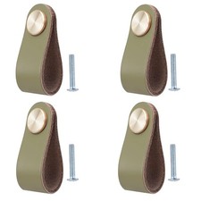 Lot de 4 Poignée Meuble Cuir Bouton de Portes Placard Poignee Cuir Bouton de ...