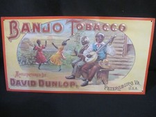 Plaque en tôle publicitaire Banjo Tobacco - 43,5 x 22,5 cm