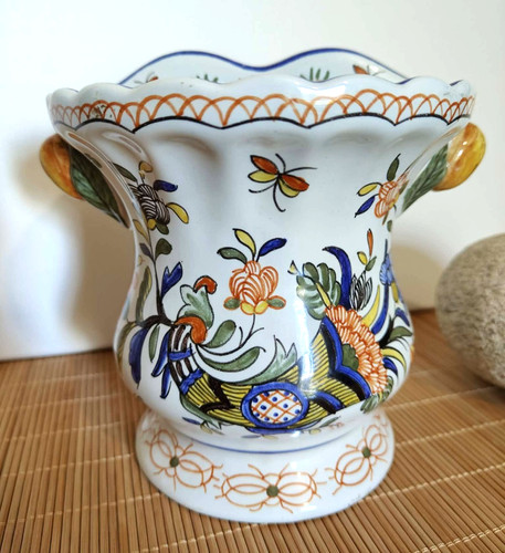 Bouquetière faïence décor - faïence,