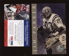 Pro FB Hall of Fame Artwork Card Jim Parker Auto PSA