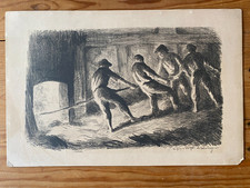 Maximilien LUCE  1858-1941  Lithographie  " Un four à briques- Le rabotage "