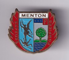 RARE PINS PIN'S .. POMPIER FIRE CASERNE BLASON PROVENCE MENTON 06 ~GA