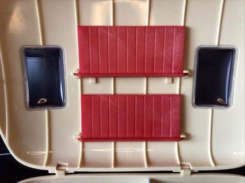 Two red pull down beds - two, a