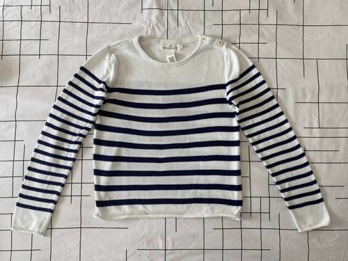 Pull fille style marin blanc