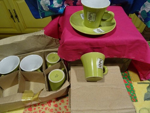 Lot 6tasses vertes anses - vertes,