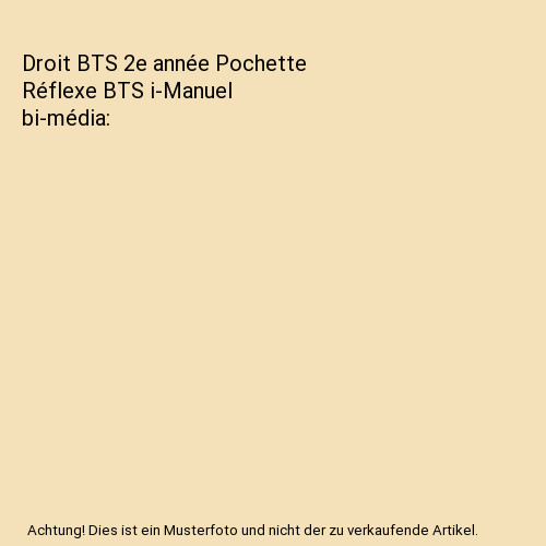 Droit bts année - bts, pochette