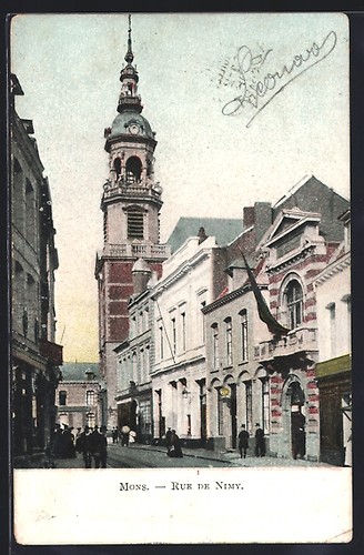 Cpa mons rue - rue, nimy,