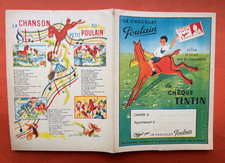 PROTEGE CAHIER CHEQUE TINTIN ANNEES 60 CHOCOLAT POULAIN TTBE