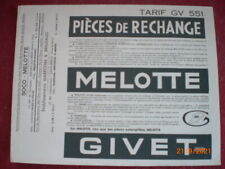  LISTE  PIECES  DE RECHANGE  DES  CHARRUES  MELOTTE   GIVET      MAI  1951