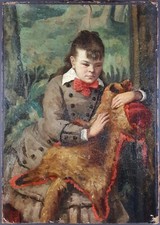 Ancien Tableau "Jeune Fille à