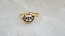 Ancienne bague alliance or massif jaune et blanc 18 K éclats de Diamants T 68