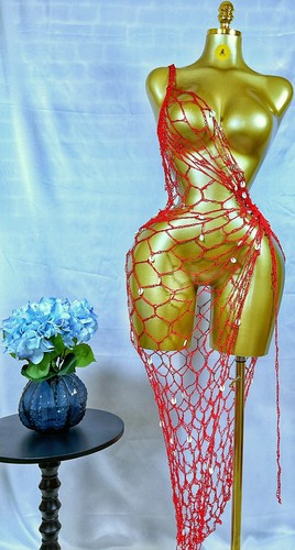 Handmade red fishnet - red,
