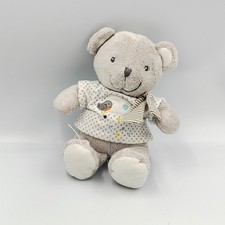 Doudou musical ours blanc gris