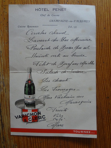 Ancien menu hotel penet - ancien,