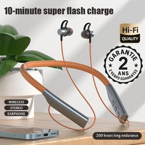 Ecouteurs bluetooth cuir sans - cuir,