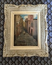 rare ancien tableau orientaliste huile sur panneau ancre marine au dos 31cm