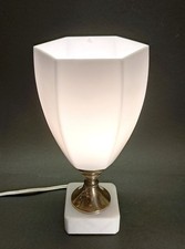 Art Déco - Petite lampe en marbre, laiton et verre dépoli - France vers 1930