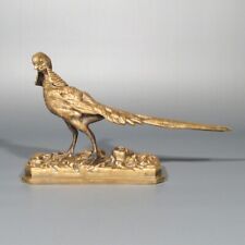 Antique French Bronze Statue of a Golden Pheasant, Bird, Signed Henri Trodoux