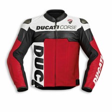 DUCATI Veste en Cuir de Moto Hommes Veste Motard en Cuir Veste en Cuir de Motard