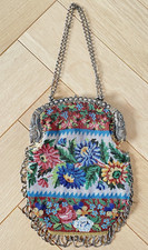 Ancien sac de bal perles et Argent Aumonière Bourse XIXe