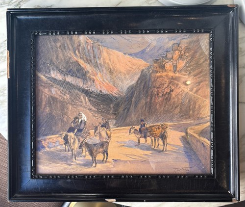Ancien tableau aquarelle - aquarelle, et